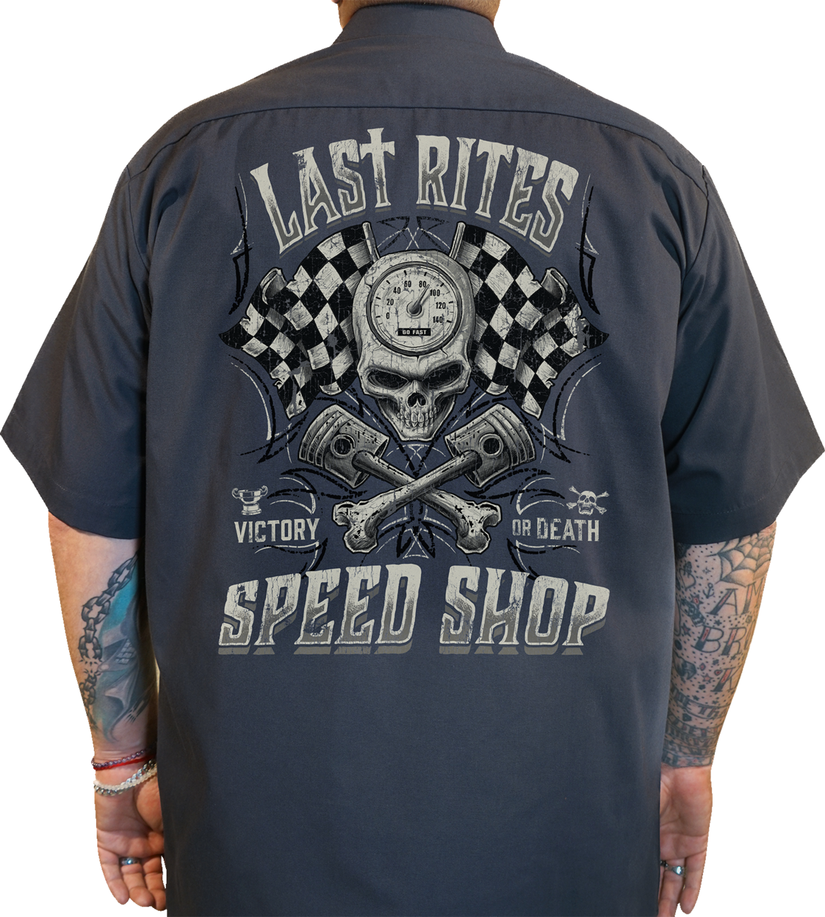 LETHAL THREAT Last Rites Shop Shirt - Gray - 3XL DG60181XXXL