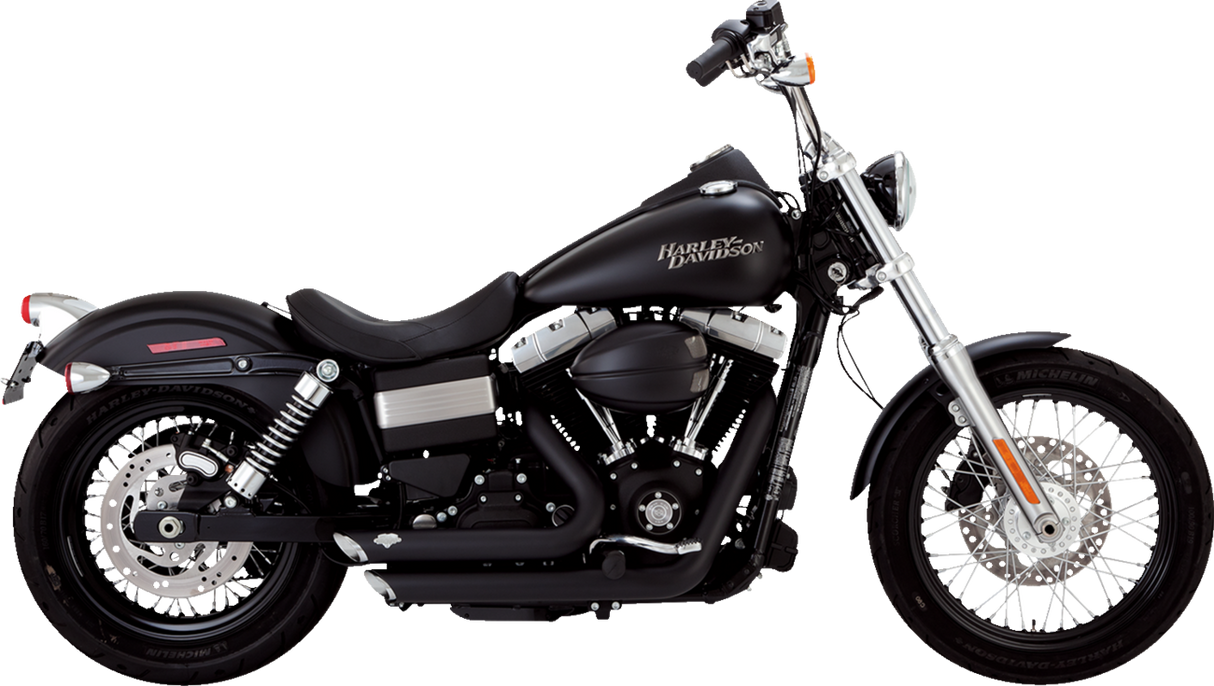 VANCE & HINES Short Shot Staggered Exhaust System - Matte Black Bob /Rider /Super Glide 2010-2017 47327