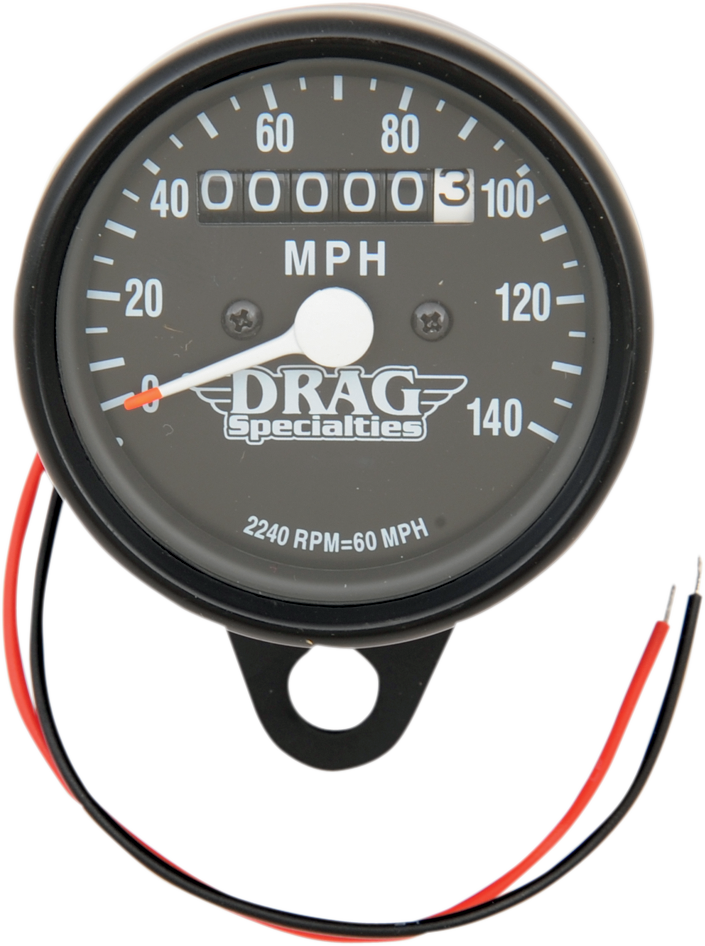 DRAG SPECIALTIES Mini velocímetro/indicadores mecánicos LED de 2,4" MPH - Carcasa negra - Cara negra - 2240:60 21-6809BDS1