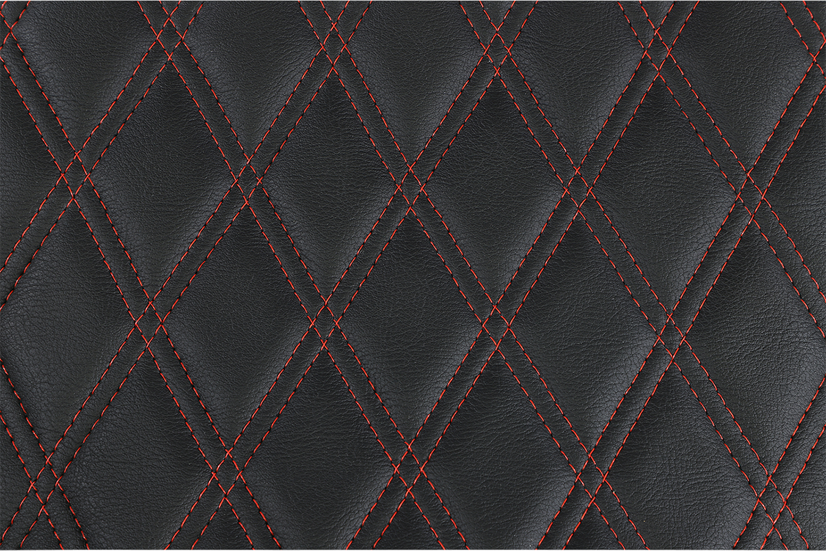 DRAG SPECIALTIES Asiento Predator III de alcance extendido - Doble diamante - Negro con hilo rojo NO ES UN ASIENTO PARA 2 ASIENTOS 8011371