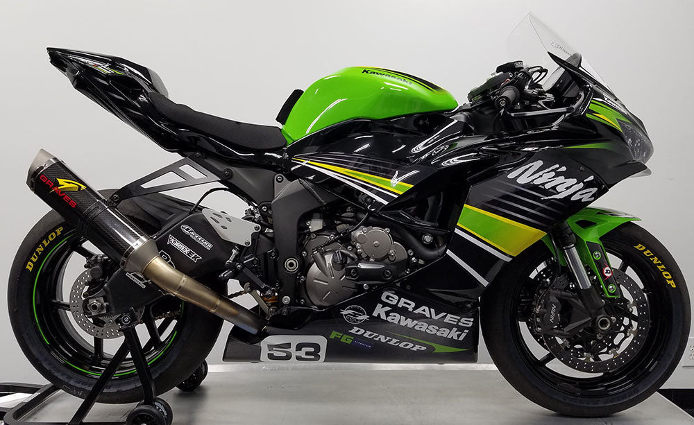Sistema de escape completo de carbono Graves motorsports works2 ZX6R 2019-2023 EXK-19ZX6-FTCW2