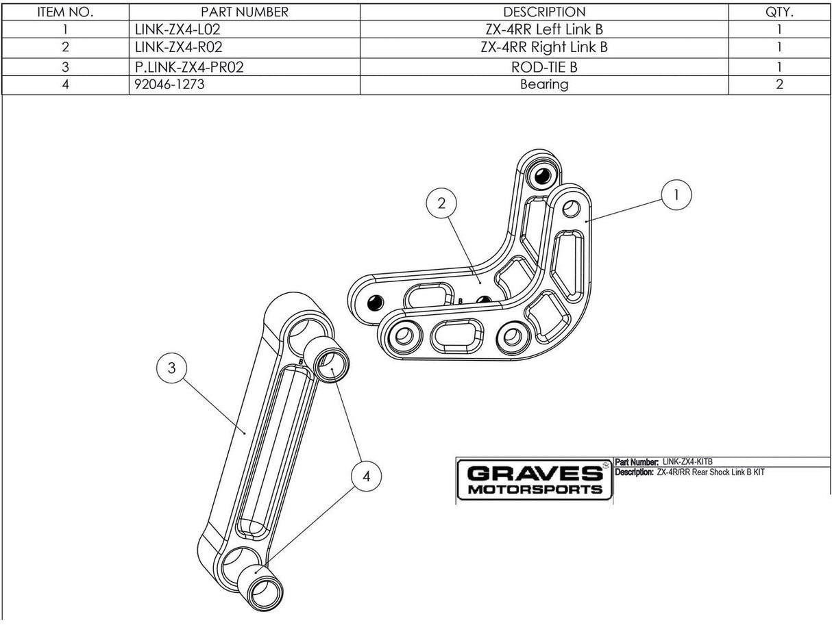 Graves Kawasaki ZX-4RR / ZX-4R - B Spec Kit Suspension Link LINK-ZX4-KITB