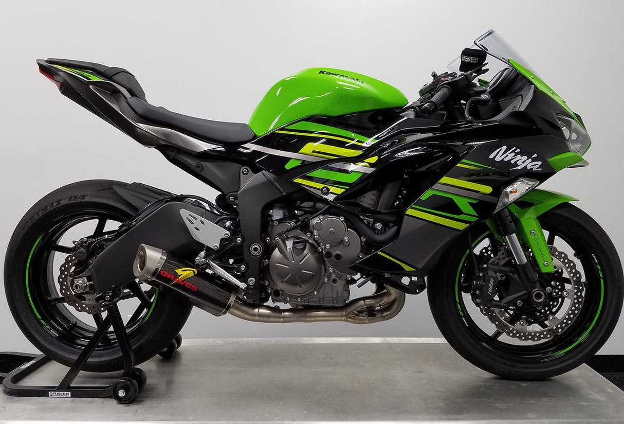 Escape Graves enlace completo titanio/carbono funciona Kawasaki ZX-6R 2019-2024 también se adapta a EXK-19ZX6-FTCW 2015-2018