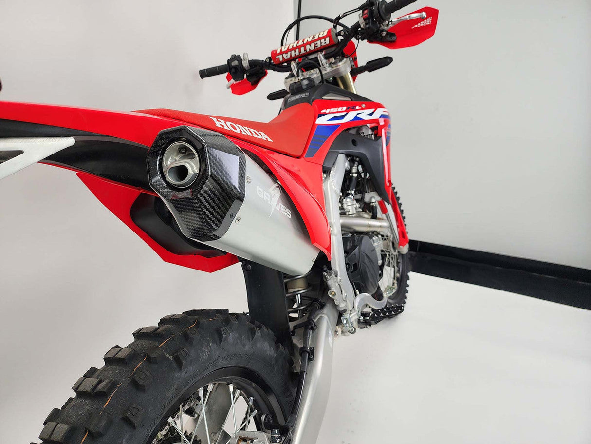 Graves MotorSports Honda CRF450RL / L / X 2019-2025 Aluminum - Silver Exhaust EXH-19C4X-SOA