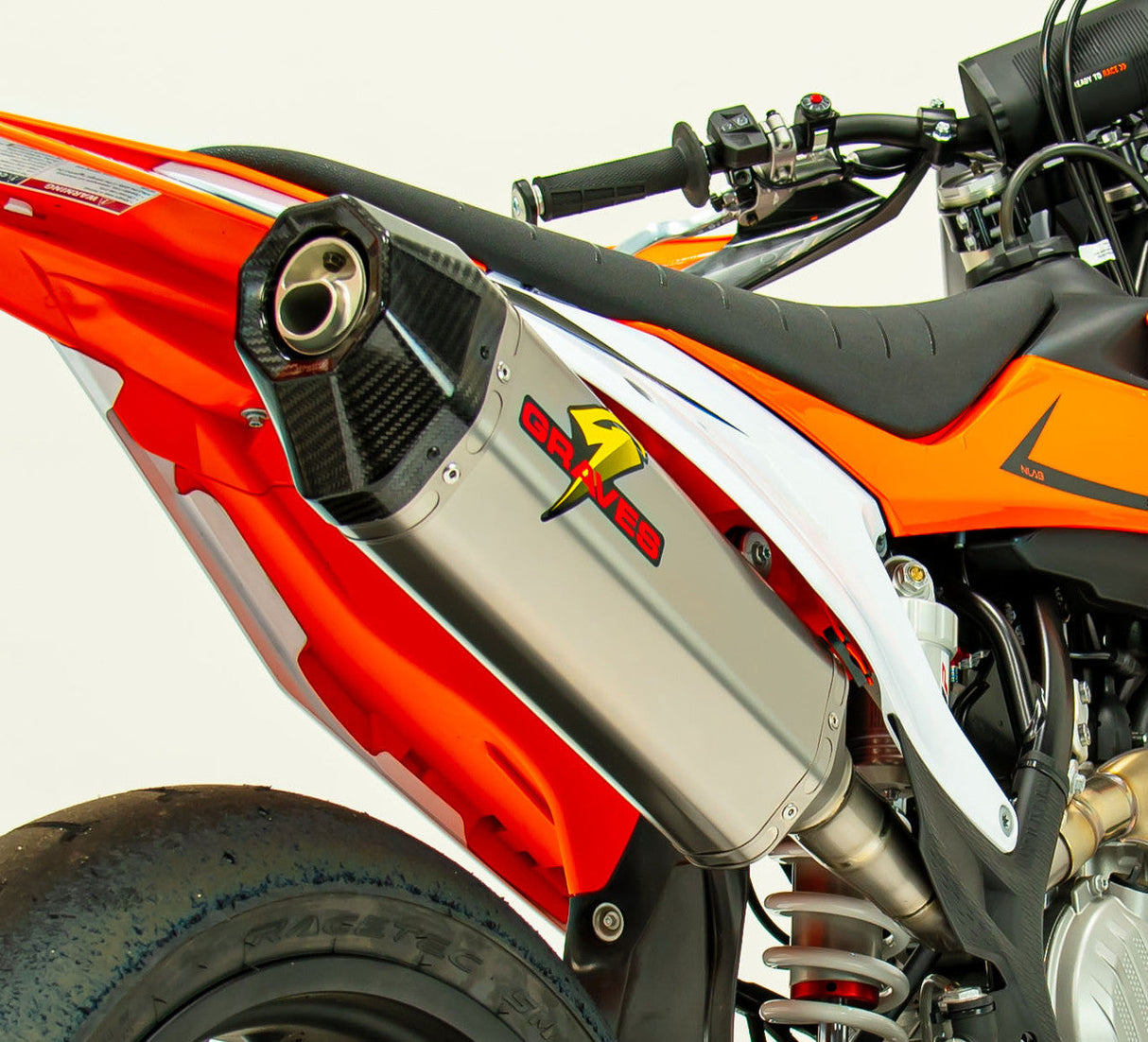 Graves Motorsports Titanium Slip-On Exhaust - Carbon End Cap Ktm Sx-F / Husqvarna - Gas Gas 350 /450 2019-2022 Exk-19sxf-Sot