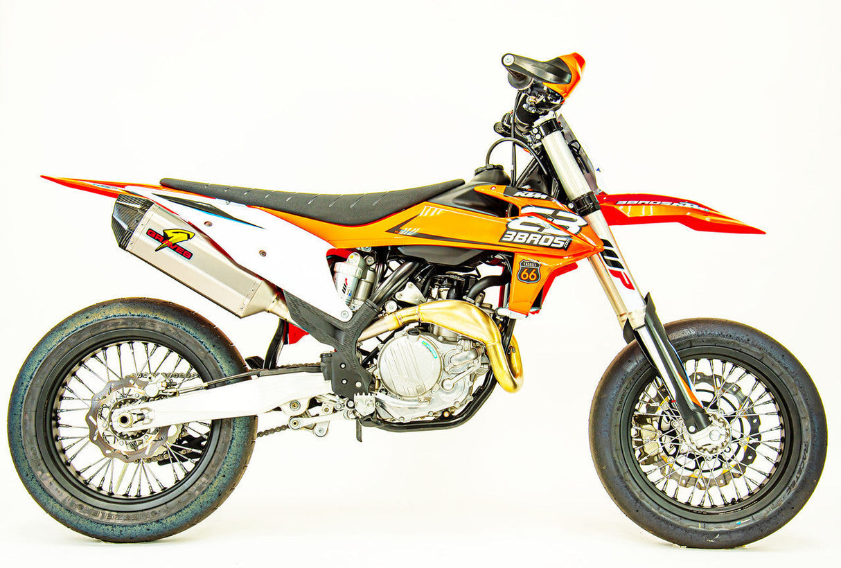Graves Motorsports Titanium Slip-On Exhaust - Carbon End Cap Ktm Sx-F / Husqvarna - Gas Gas 350 /450 2019-2022 Exk-19sxf-Sot
