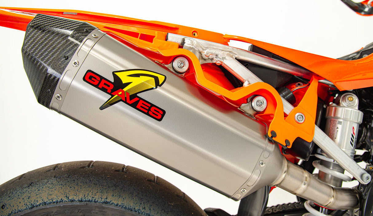 Graves Motorsports Titanium Slip-On Exhaust - Carbon End Cap Ktm Sx-F / Husqvarna - Gas Gas 350 /450 2019-2022 Exk-19sxf-Sot