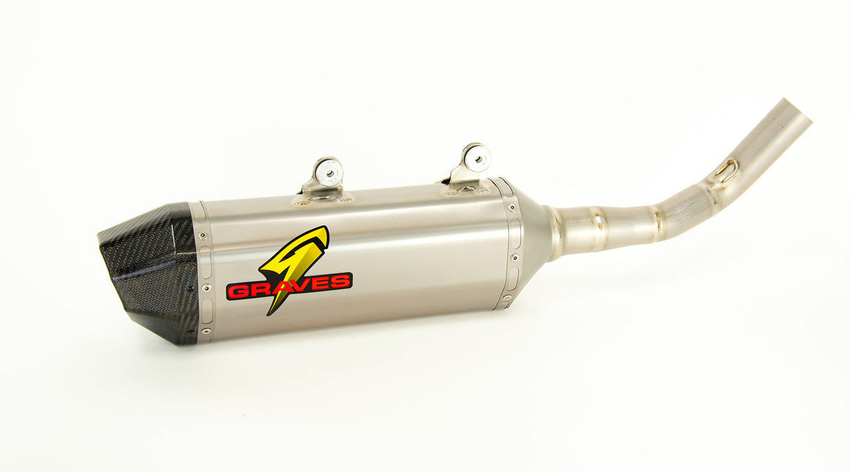 Graves Motorsports Titanium Slip-On Exhaust - Carbon End Cap Ktm Sx-F / Husqvarna - Gas Gas 350 /450 2019-2022 Exk-19sxf-Sot