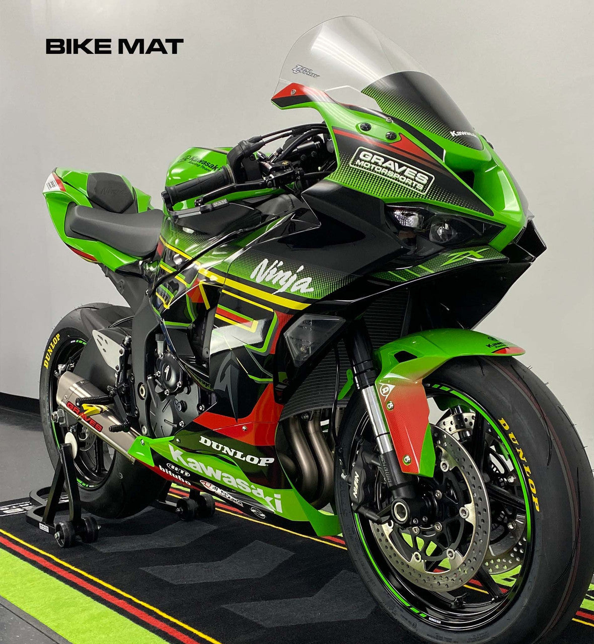 Graves Kawasaki ZX-6R Bike Mat Green 3.5 x 8 foot. BMK-ZX6-001