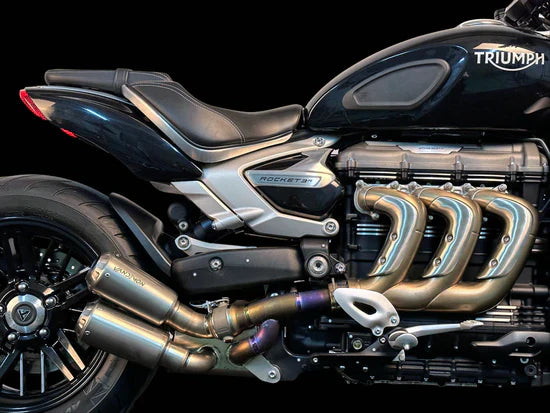 Vandemon Triumph Rocket 3R & GT 2500 2024-2025 Titanium Bimodal Stealth Side Mount Titanium Slip-On TRIUMROCKET3SMMUFB VA-153