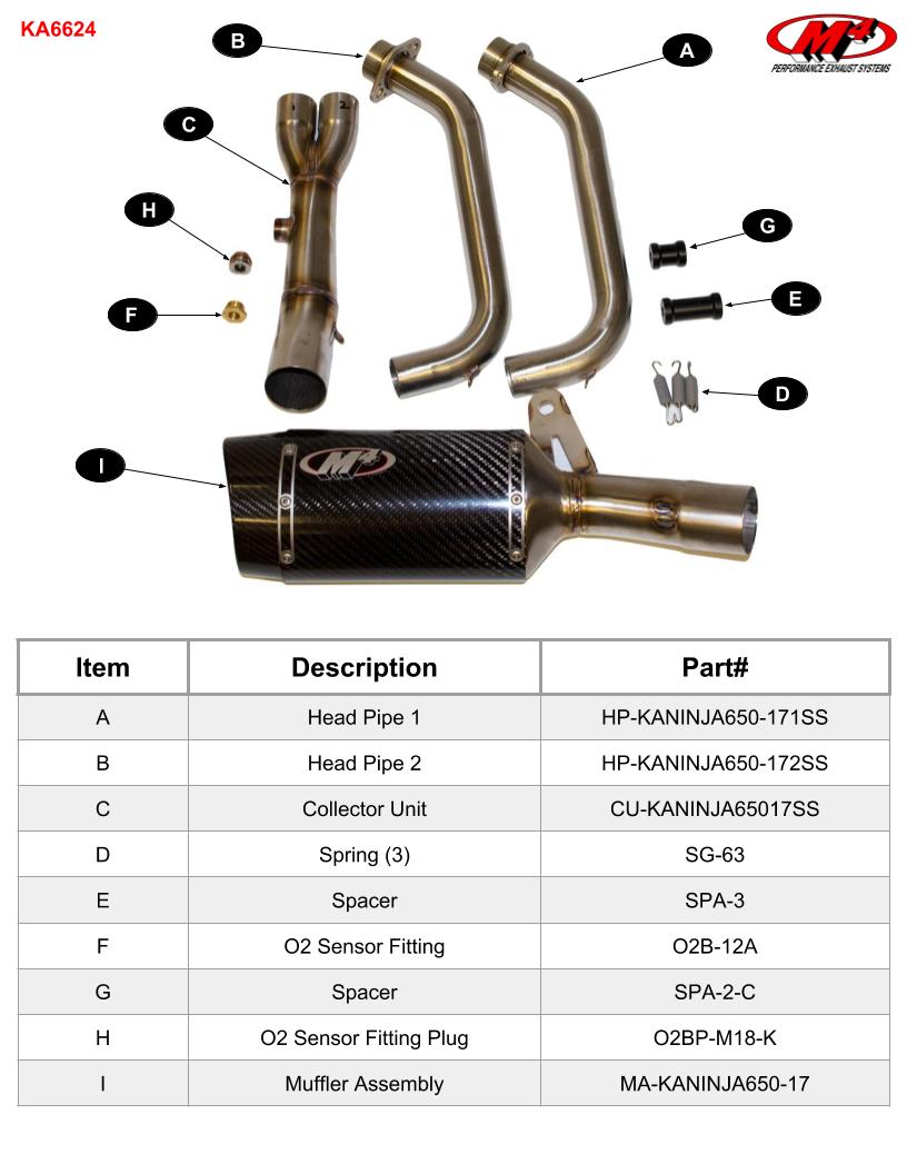 M4 Exhaust stainless steel full system with carbon fiber canister Ninja 650/Z650 2017-2025 KA6624