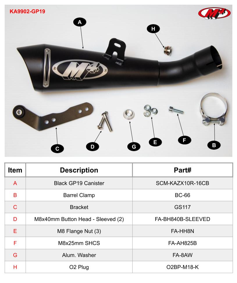 IN STOCK M4 Exhaust GP19 Black Slip On 2016-2020 ZX10 KA9902-GP19