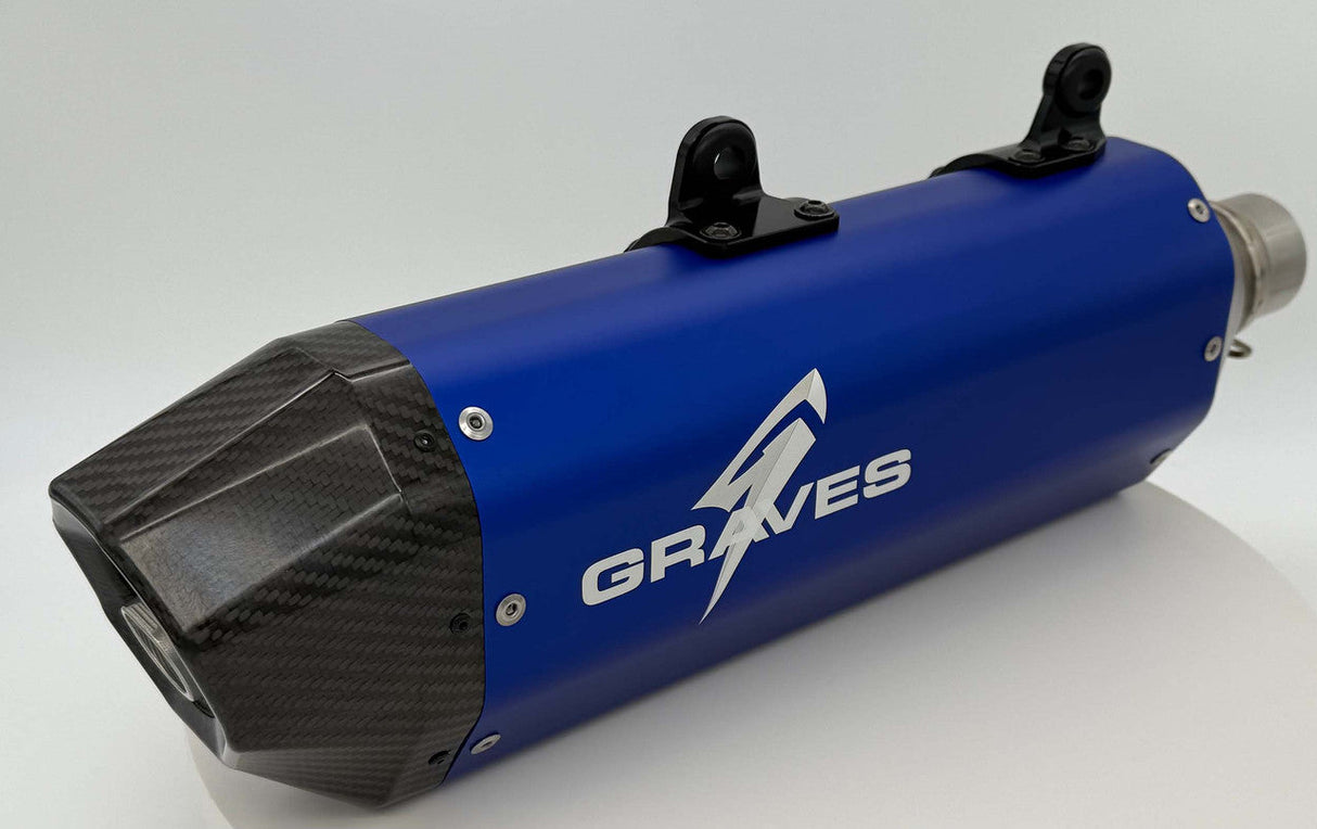 Graves KTM - Husqvarna - Gas Gas 2024 Dual Stage Quiet Core Stainless Exhaust - Blue EXK-24EXC-SOSAB-Q