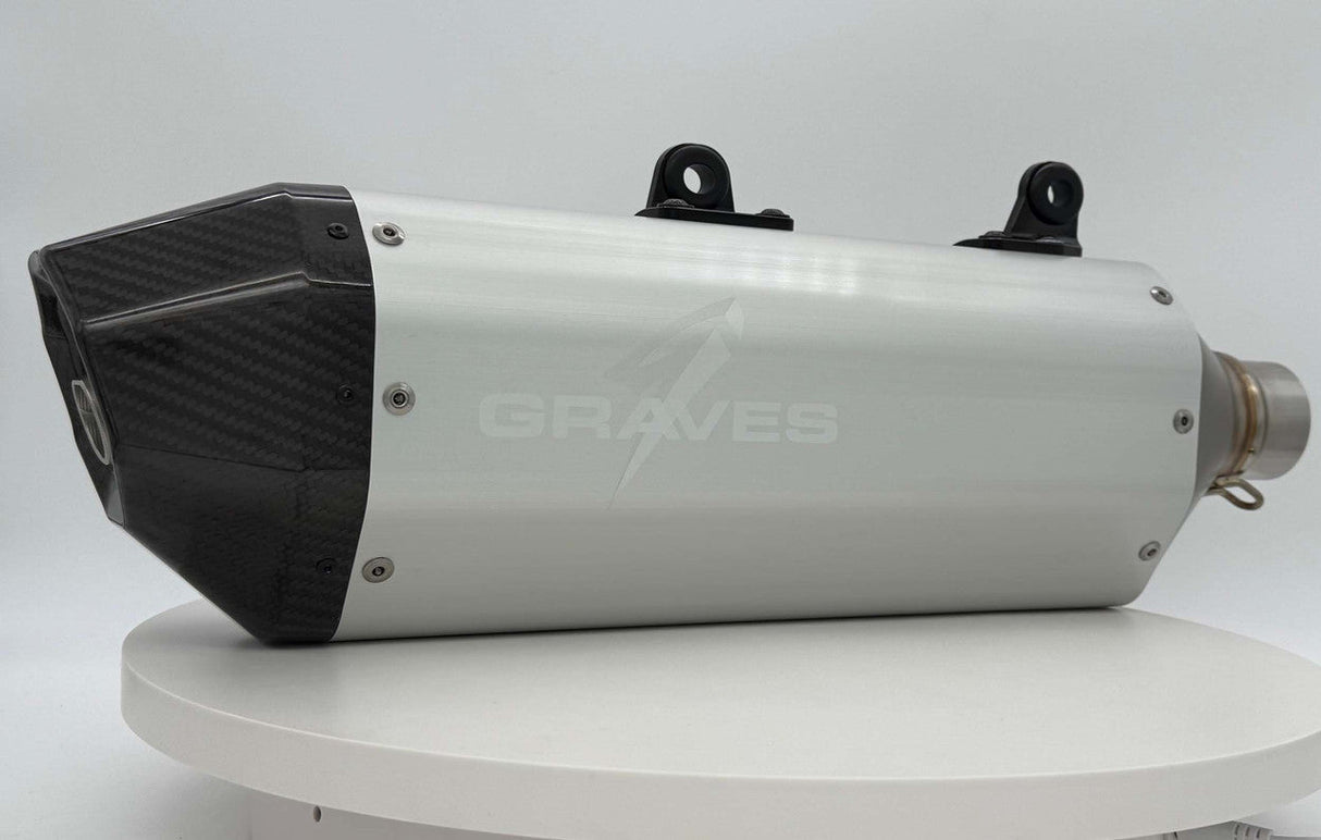 Graves 2024 -2025 KTM 350/450/500 EXC-F, XCF-W - Husqvarna - GasGas Dual Stage Quiet Core Stainless Exhaust - Silver EXK-24EXC-SOSA-Q