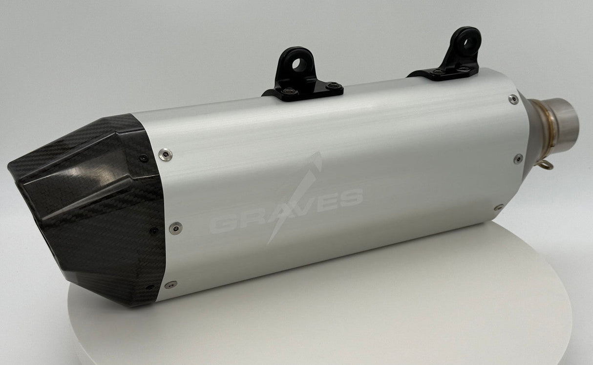 Graves 2024-2025 KTM 350/450/500 EXC-F, XCF-W - Husqvarna - GasGas Multi Fitment DualSport Stainless Exhaust - Silver EXK-24EXC-SOSA