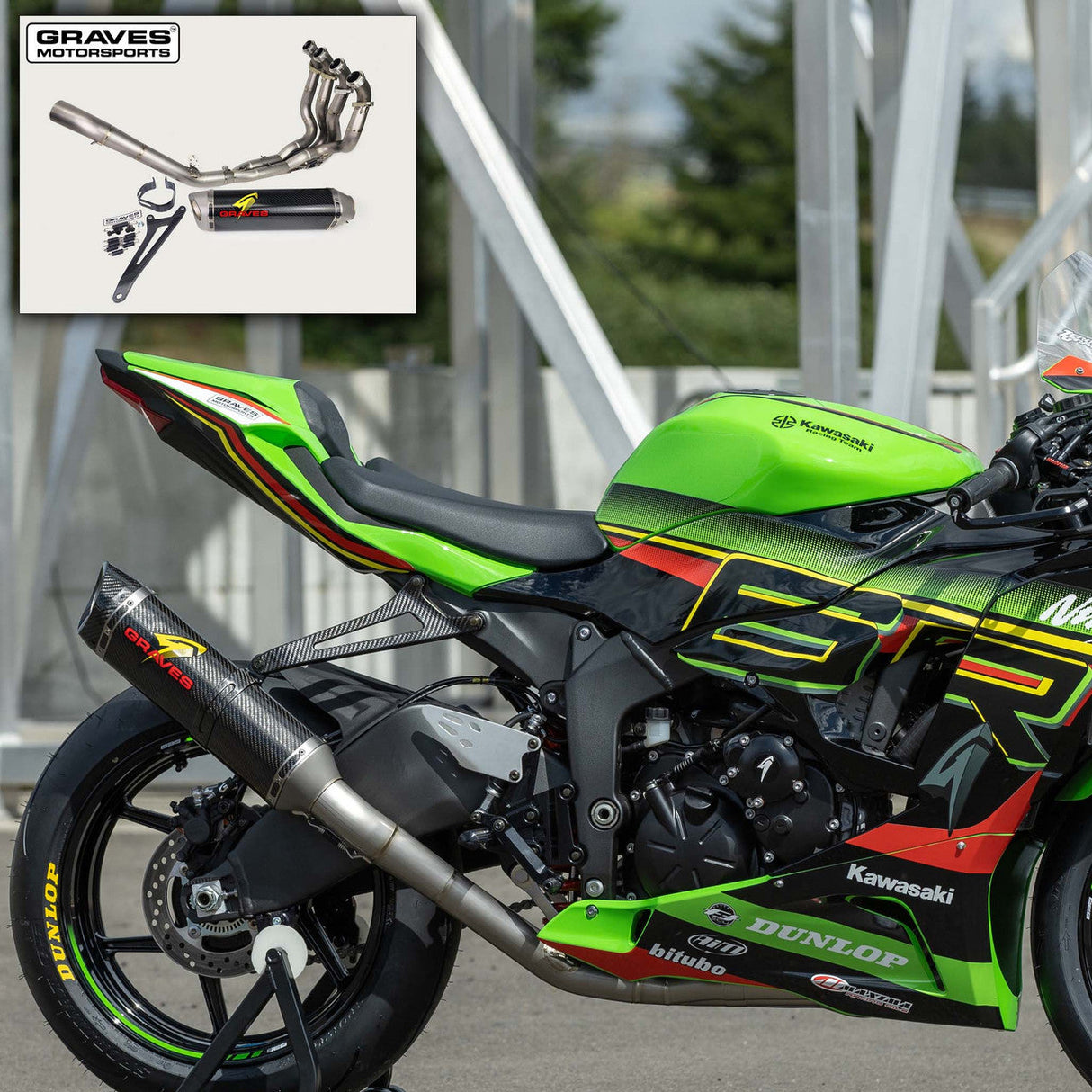 Graves Motorsports Works2 Carbon Full Exhaust System Zx6r 2019-2024 Exk-19zx6-Ftcw2