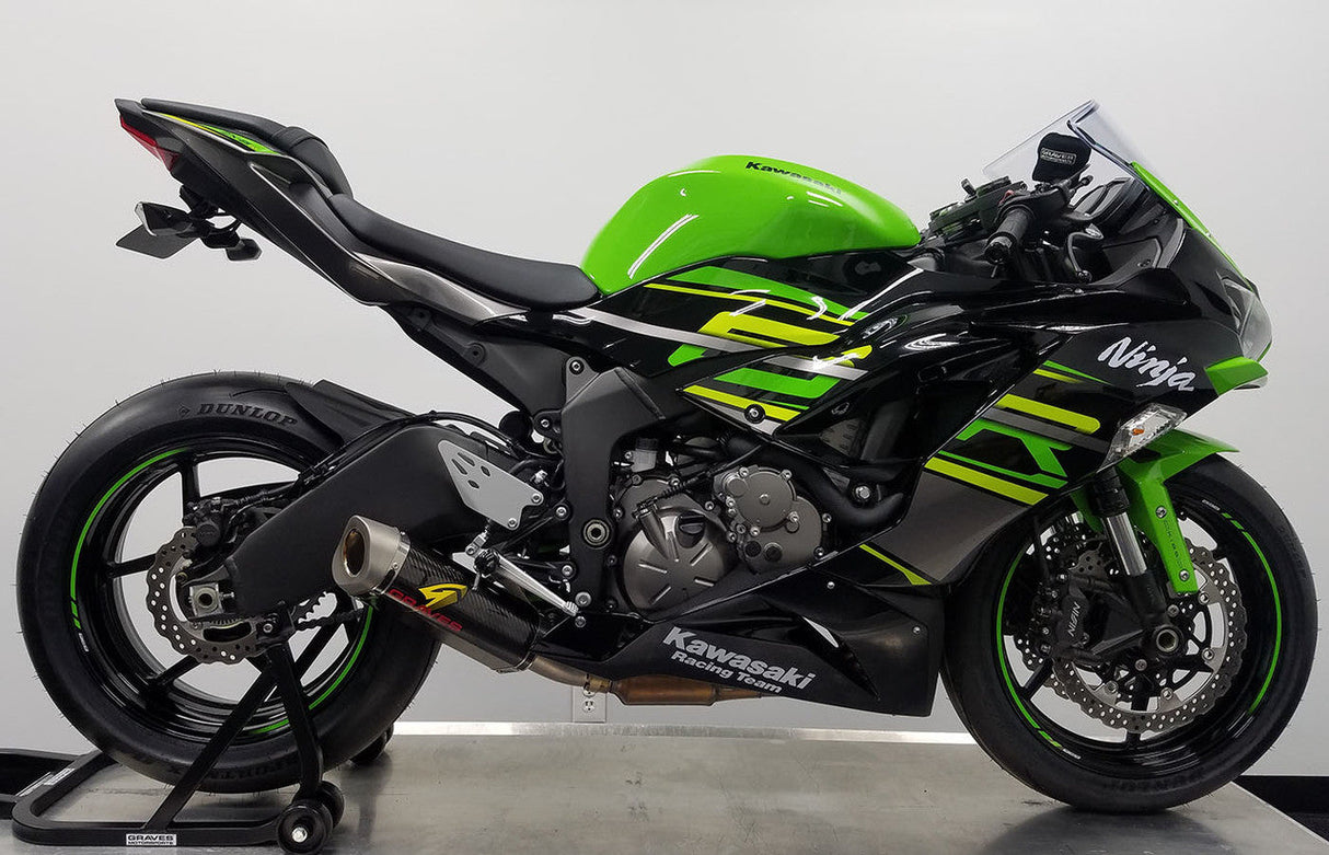 Graves Motorsports Zx-6r Cat-Back Slip-On Carbon Exhaust 2019-2024 Exk-19zx6-Cbtc