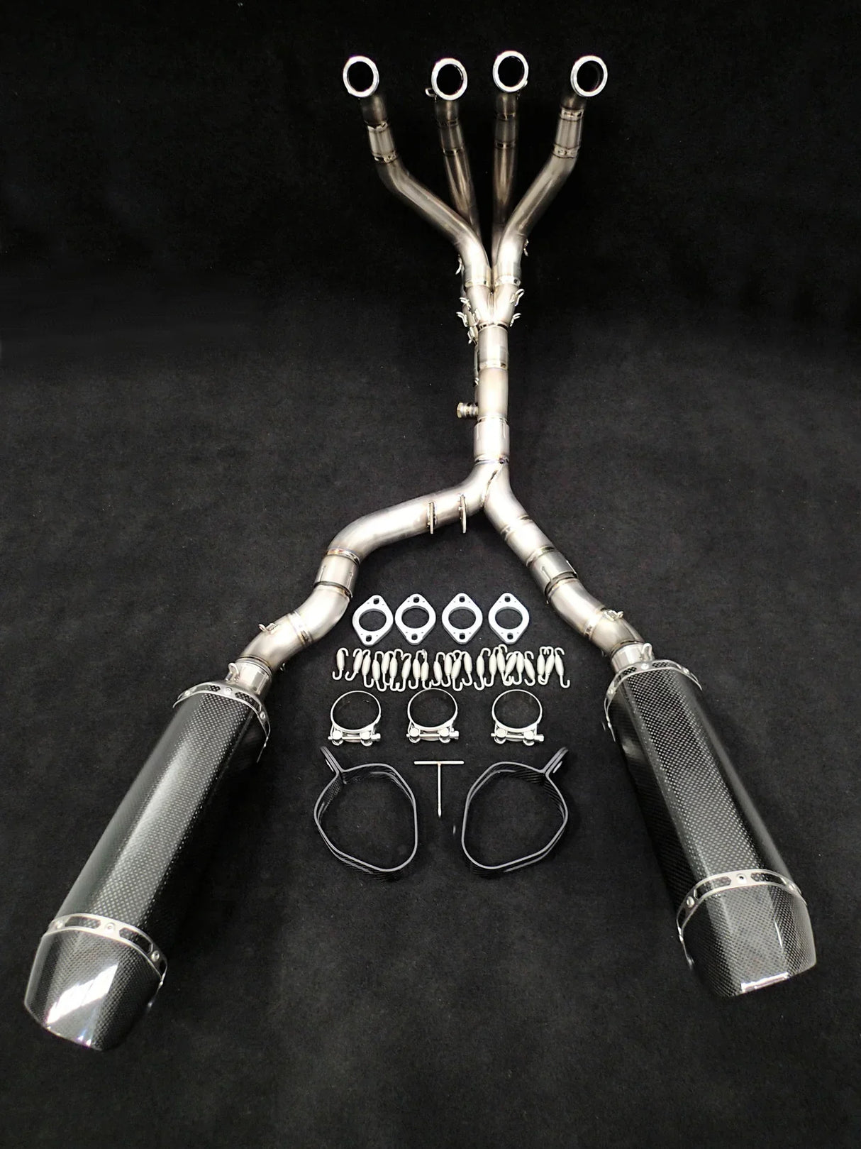 Vandemon Z1000 & SX Titanium Exhaust & Twin Carbon Fiber Mufflers KAWAZ10EXTIKITTB VA-20