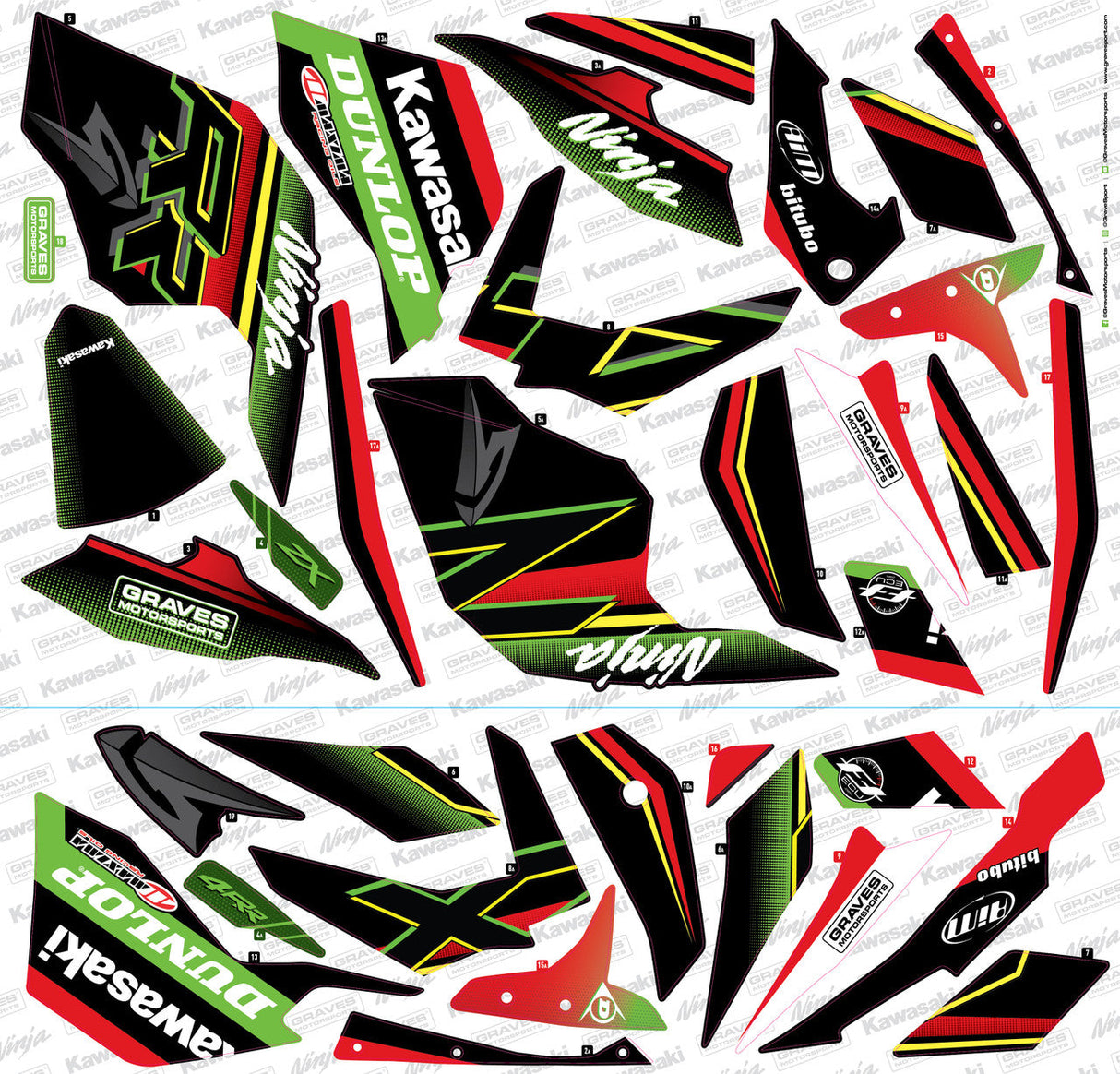IN STOCK Graves OEM Bodywork Graphics Set Kawasaki ZX-4RR 2024 STK-23ZX4-001