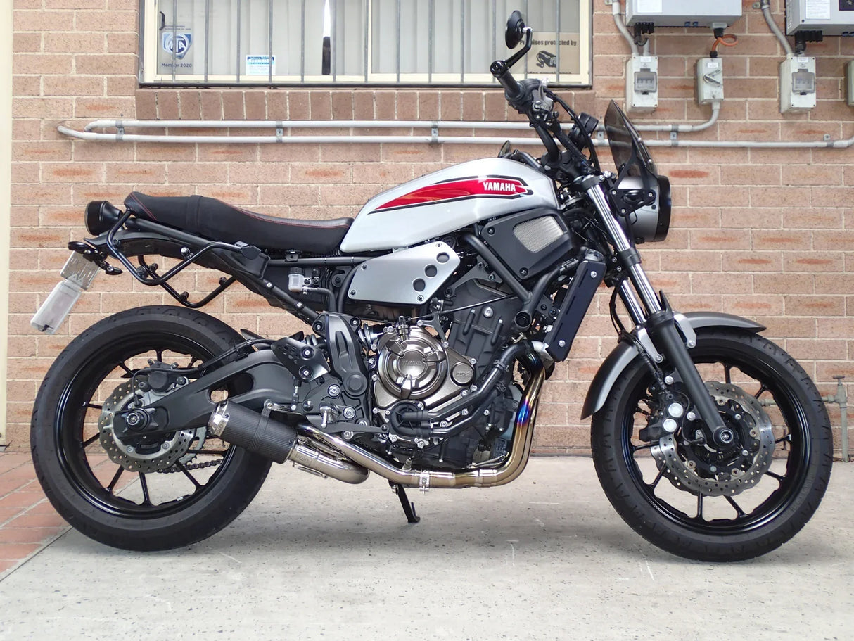 Vandemon Yamaha MT07 FZ07 XSR700 Titanium Exhaust System Carbon Muffler 2014-2024 YAMAMT07EXHTICFC VA-80