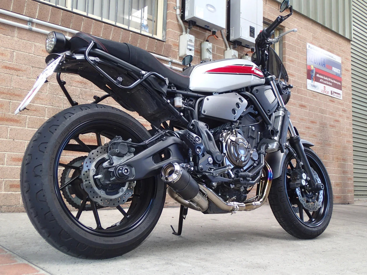Vandemon Yamaha MT07 FZ07 XSR700 Titanium Exhaust System Carbon Muffler 2014-2024 YAMAMT07EXHTICFC VA-80