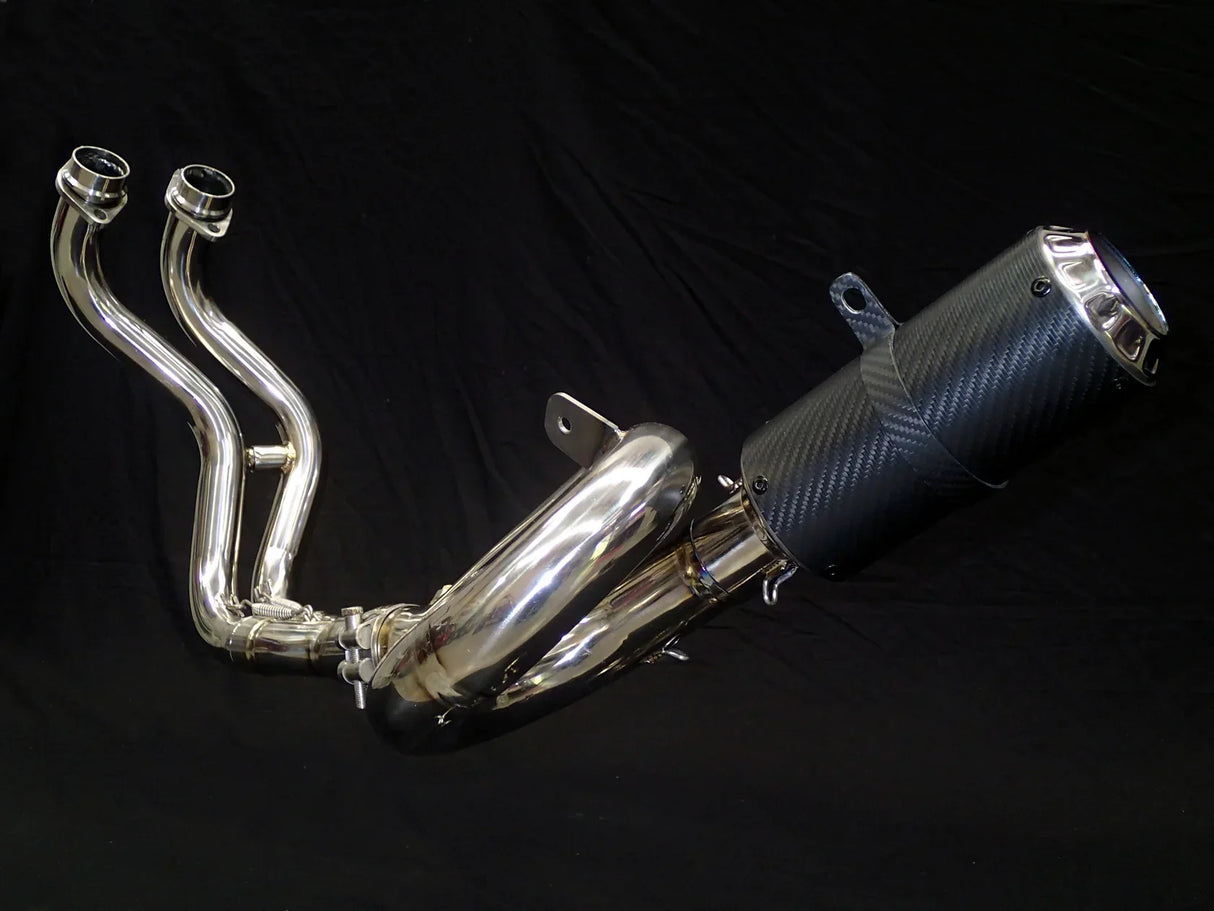 Vandemon Yamaha MT07 FZ07 XSR700 Titanium Exhaust System Carbon Muffler 2014-2024 YAMAMT07EXHTICFC VA-80