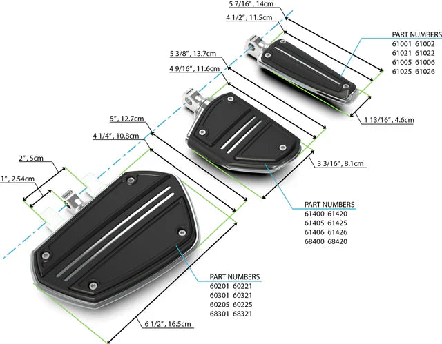 Goldstrike 3-Way Adjustable Highway Peg Mounts With Twin Rail Pegs For Gold Wing 18-Up Black 60325