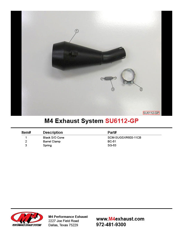 IN STOCK M4 Exhaust GP Black Slip on GSXR600/750 2011-2024 SU6112-GP