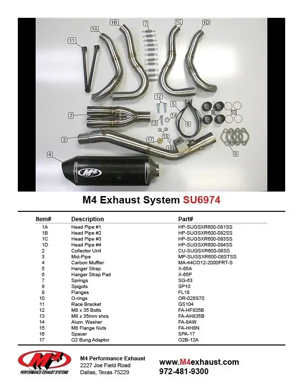 IN STOCK M4 Exhaust Full System Carbon Fiber Canister 2008-2010 GSXR 600/750 SU6974