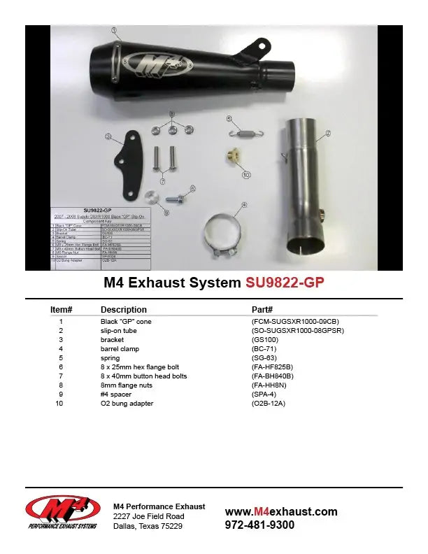 IN STOCK M4 Exhaust GP Black Slip On 2007-2008 GSXR1000 SU9822-GP