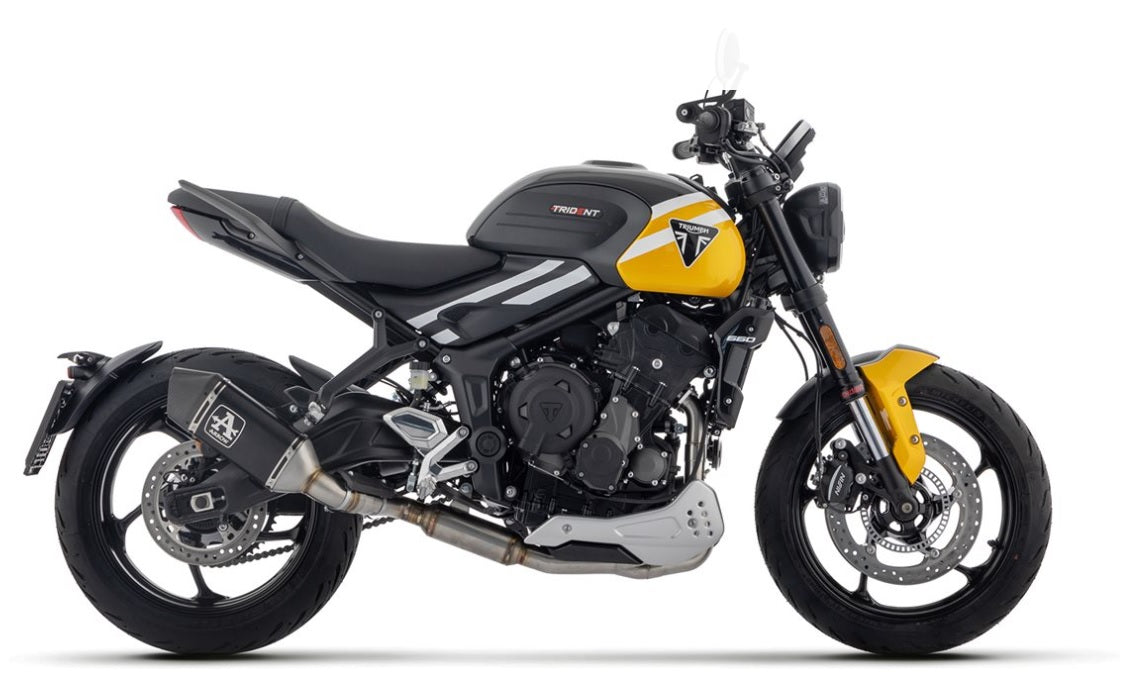 71508VAN Arrow Homologated Full system with Veloce aluminium "Dark" silencers for Triumph Trident 660 2025
