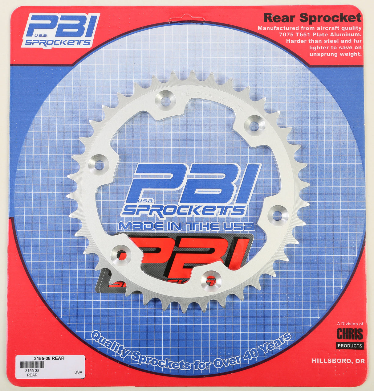 PBIRear Sprocket Aluminum 38t-520 Beta/Hon3155 38-3