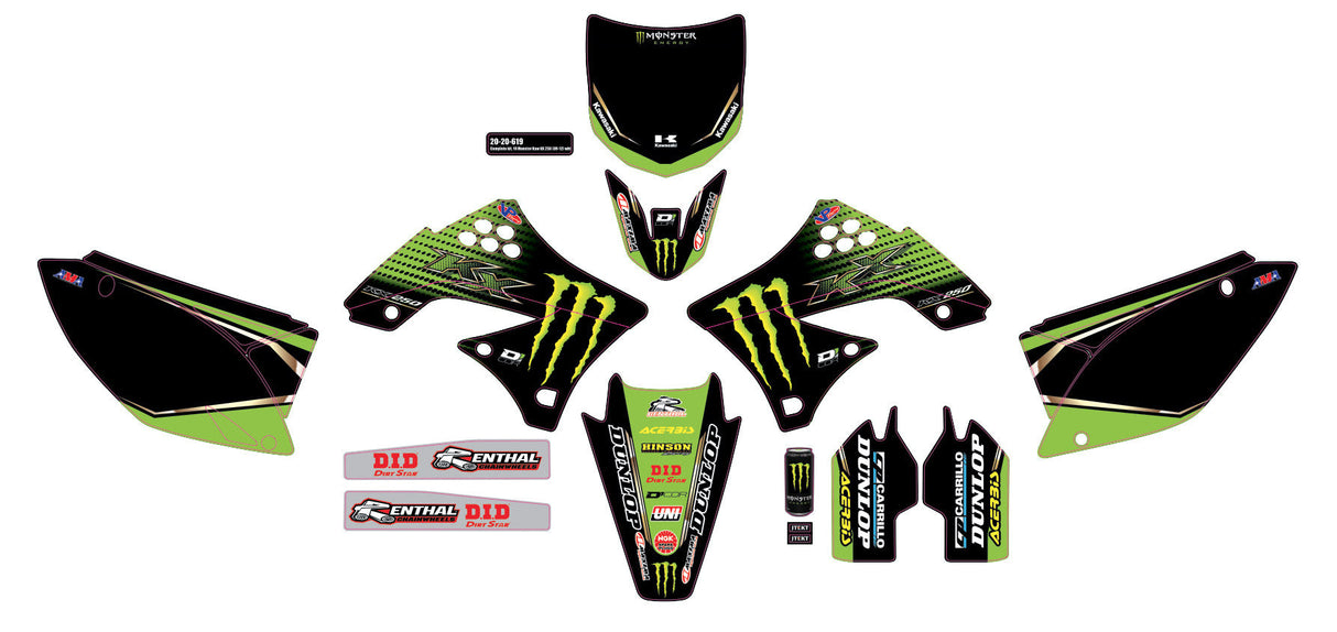 D-COR Complete Kit 19 Monster Kaw Kxf 250 Black Bg 20-20-619