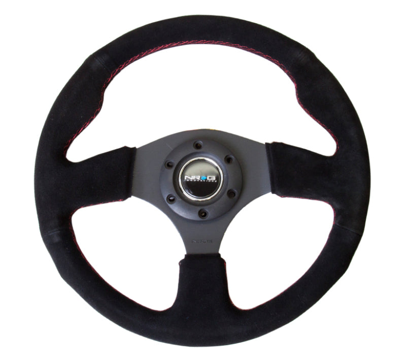 NRG Reinforced Steering Wheel (320mm) Suede w/Red Stitch RST-012S-RS