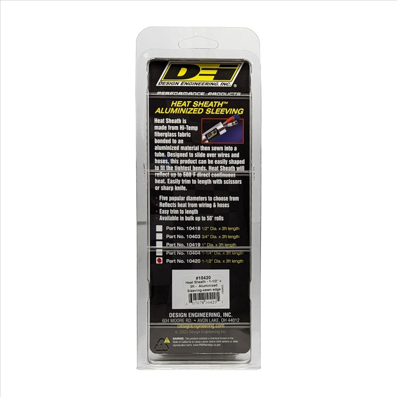 DEI Heat Sheath 1-1/2in I.D. x 3ft - Aluminized Sleeving - Sewn Edge 10420