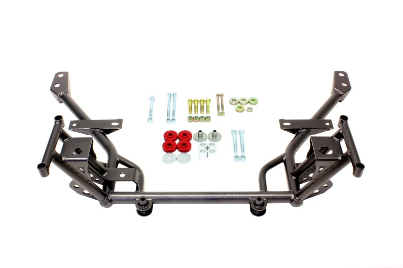 BMR 05-14 S197 Mustang K-Member w/ 1/2in Lowered Motor Mount and STD. Rack Mounts - Black Hammertone KM020H