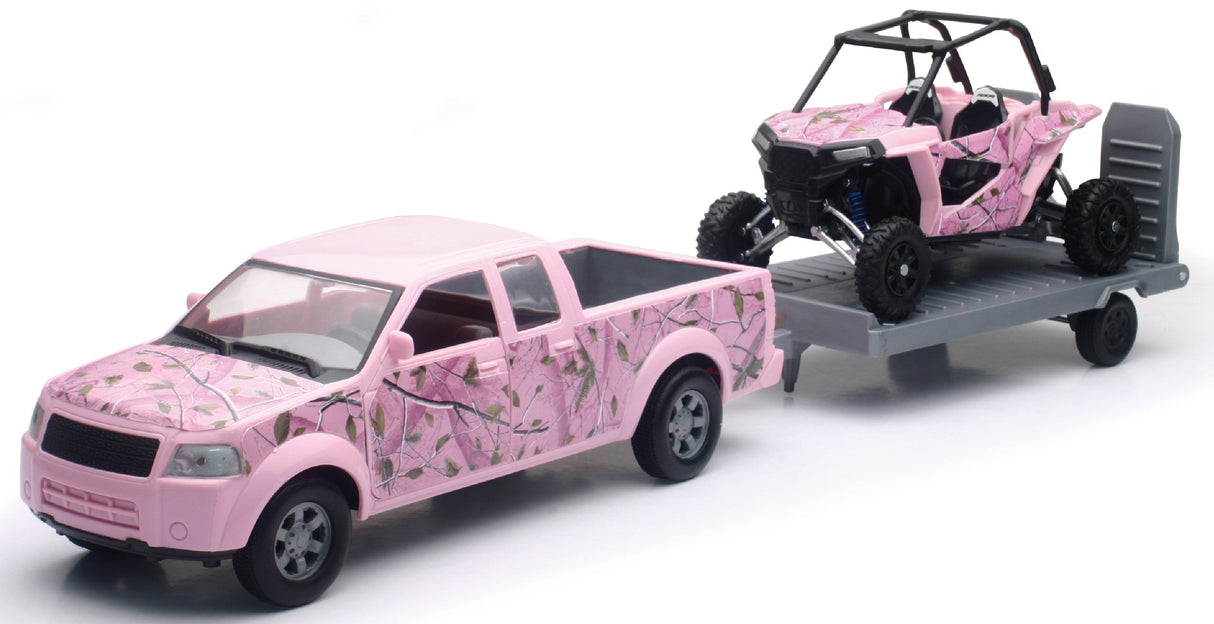 NEW-RAYReplica 1:18 Truck/Trailer/Utv Truck Pink Camo/Utv Pink CamoSS-76486