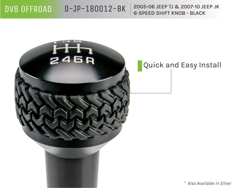 DV8 Offroad 2005-2010 Jeep TJ/JK 6-Speed Shift Knob Black Finish D-JP-180012-BK