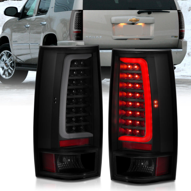 ANZO 2007-2014 Chevy Tahoe LED Taillight Plank Style Black w/Smoke Lens 311322