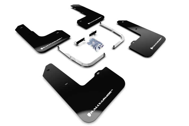 Rally Armor 19-22 Hyundai Veloster N Black UR Mud Flap w/ White Logo MF57-UR-BLK/WH