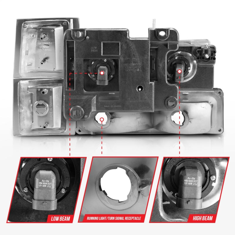 ANZO 88-98 Chevrolet C1500 Crystal Headlights Chrome w/ Signal and Side Marker Lights 111506