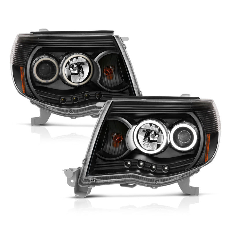 ANZO 2005-2011 Toyota Tacoma Projector Headlights w/ Halo Black 121282