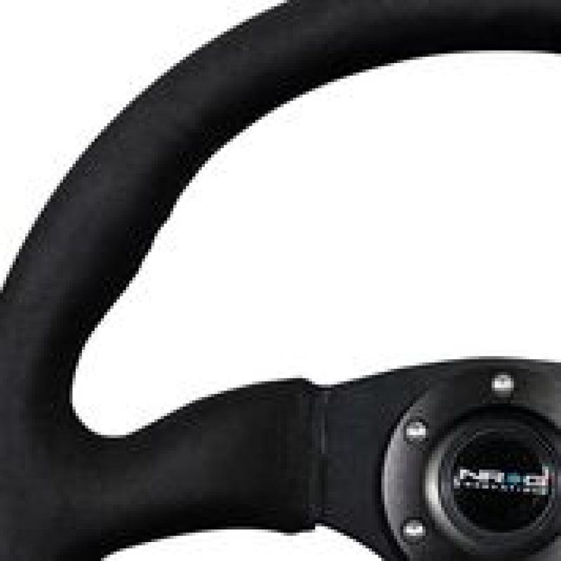 NRG Reinforced Steering Wheel (350mm / 2.5in. Deep)Blk Alcantara Comfort Grip w/4mm Matte Blk Spokes RST-023MB-SA