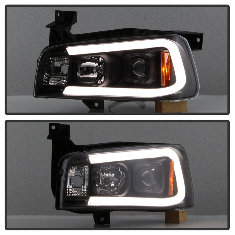 Spyder Dodge Charger 06-10 Projector Headlights - LED Light Bar - Black PRO-YD-DCH05V2-LB-BK 5085245