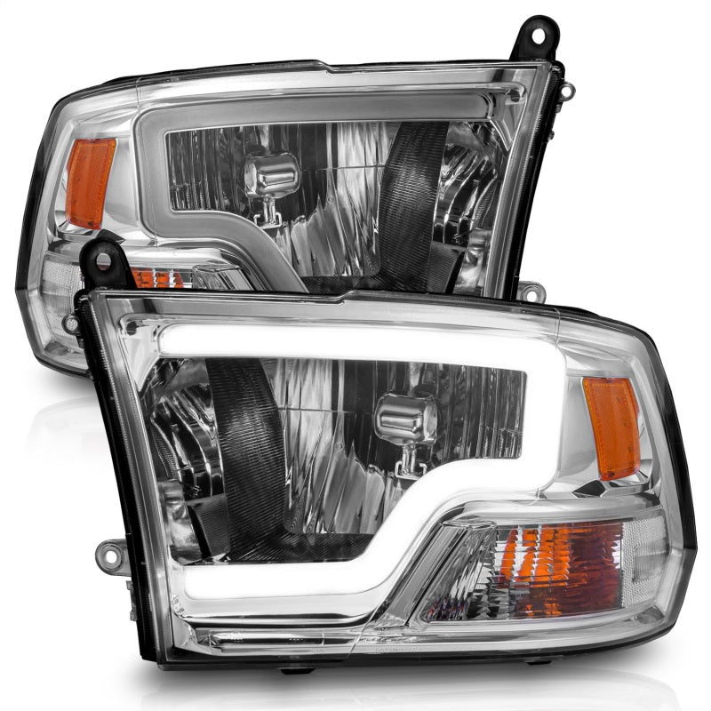 ANZO 2009-2018 Dodge Ram 1500/ 2500/ 3500 Crystal Headlights w/ Light Bar Chrome Housing 111516