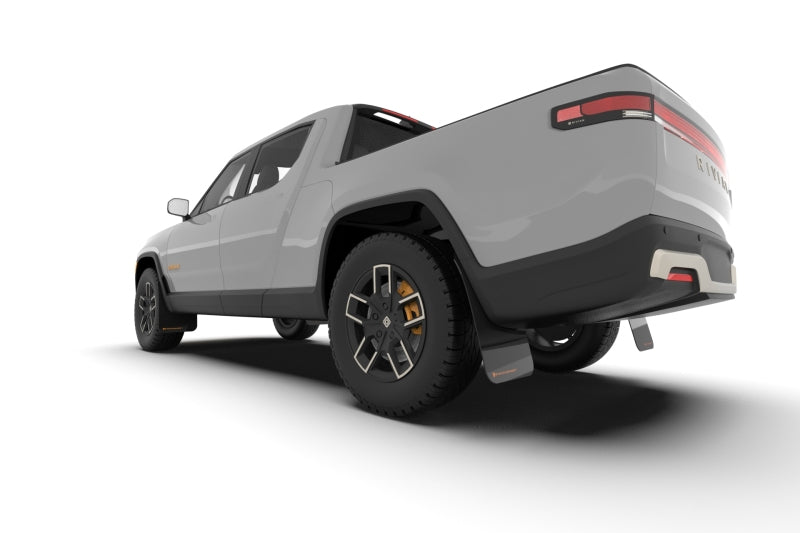 Rally Armor 2022 Rivian R1T Black UR Mud Flap w/ Tangerine Scream Logo MF18-UR-BLK/TS