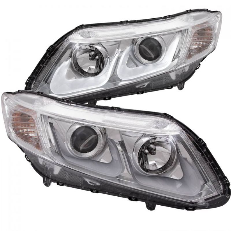 ANZO 2012-2015 Honda Civic Projector Headlights w/ U-Bar Chrome 121478