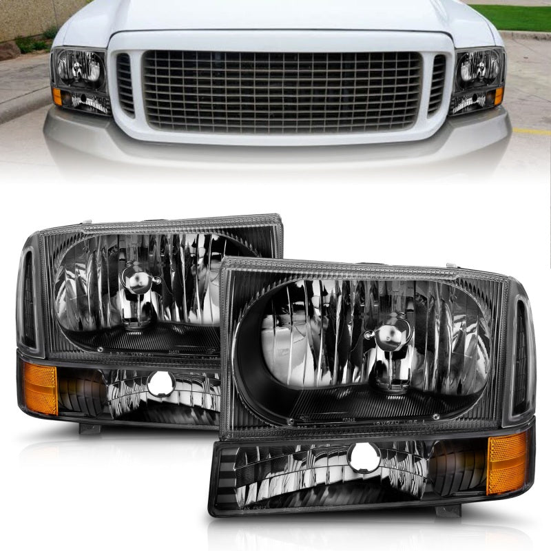 ANZO 2000-2004 Ford Excursion Crystal Headlights Black 111080