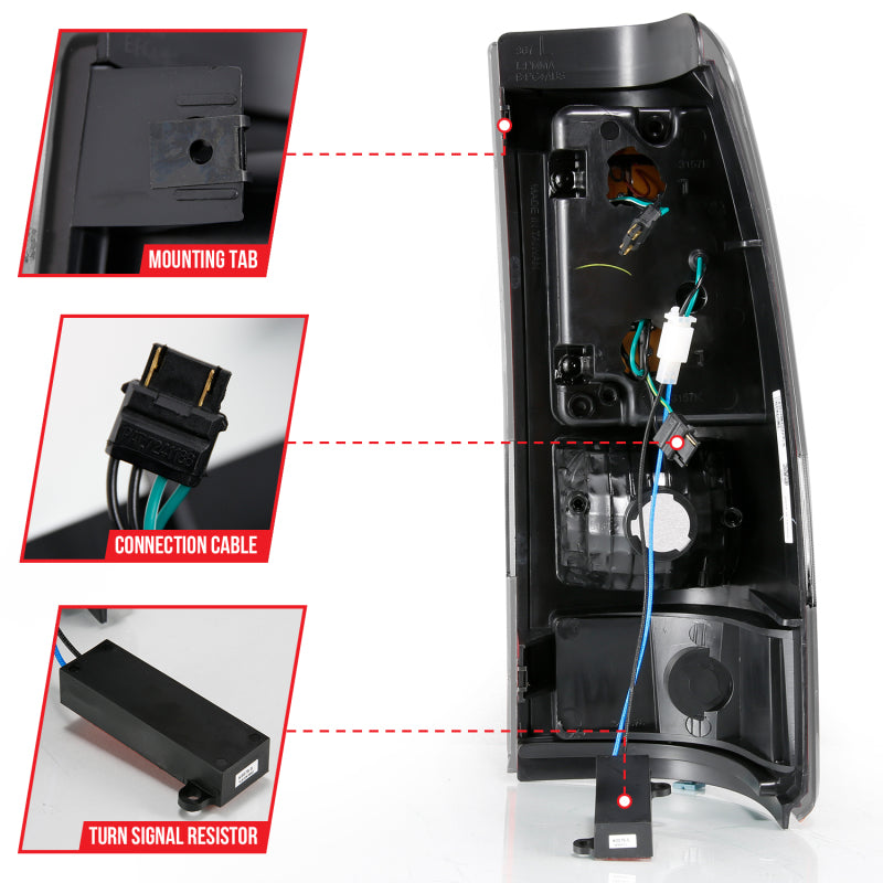 ANZO 1999-2002 Chevy Silverado 1500 LED Taillights Plank Style Black w/Clear Lens 311330