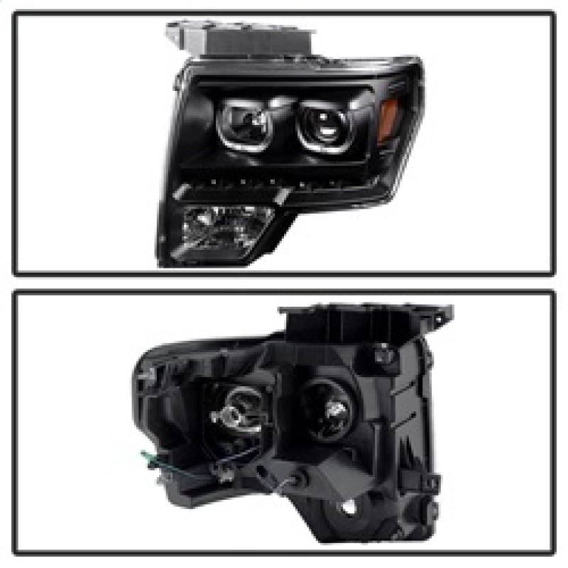 Xtune Ford F150 09-14 Projector Headlights Halogen Model Only LED Halo Black PRO-JH-FF15009-CFB-BK 9032226